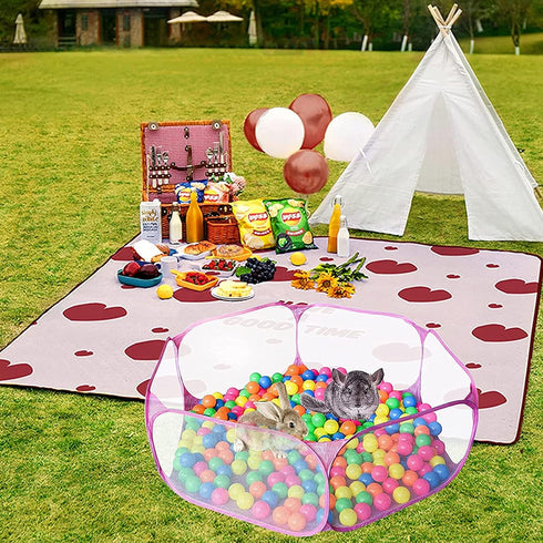 Hamster Playpen with Mat, Large - Foldable Exercise Playpen, Breathable and Transparent Pet Cage Fence Indoor/Outdoor for Guinea Pigs Small Animal...